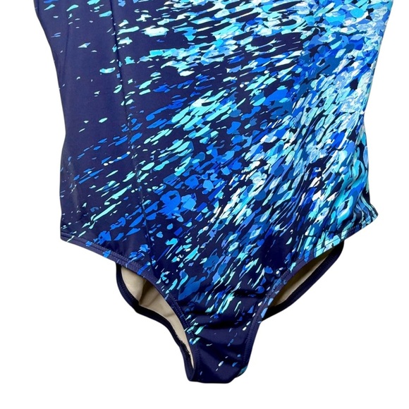 Swimsuits For All Chlorine Resistant Blue Square Neck One Piece Swimsuit Sz 18 - Picture 6 of 15